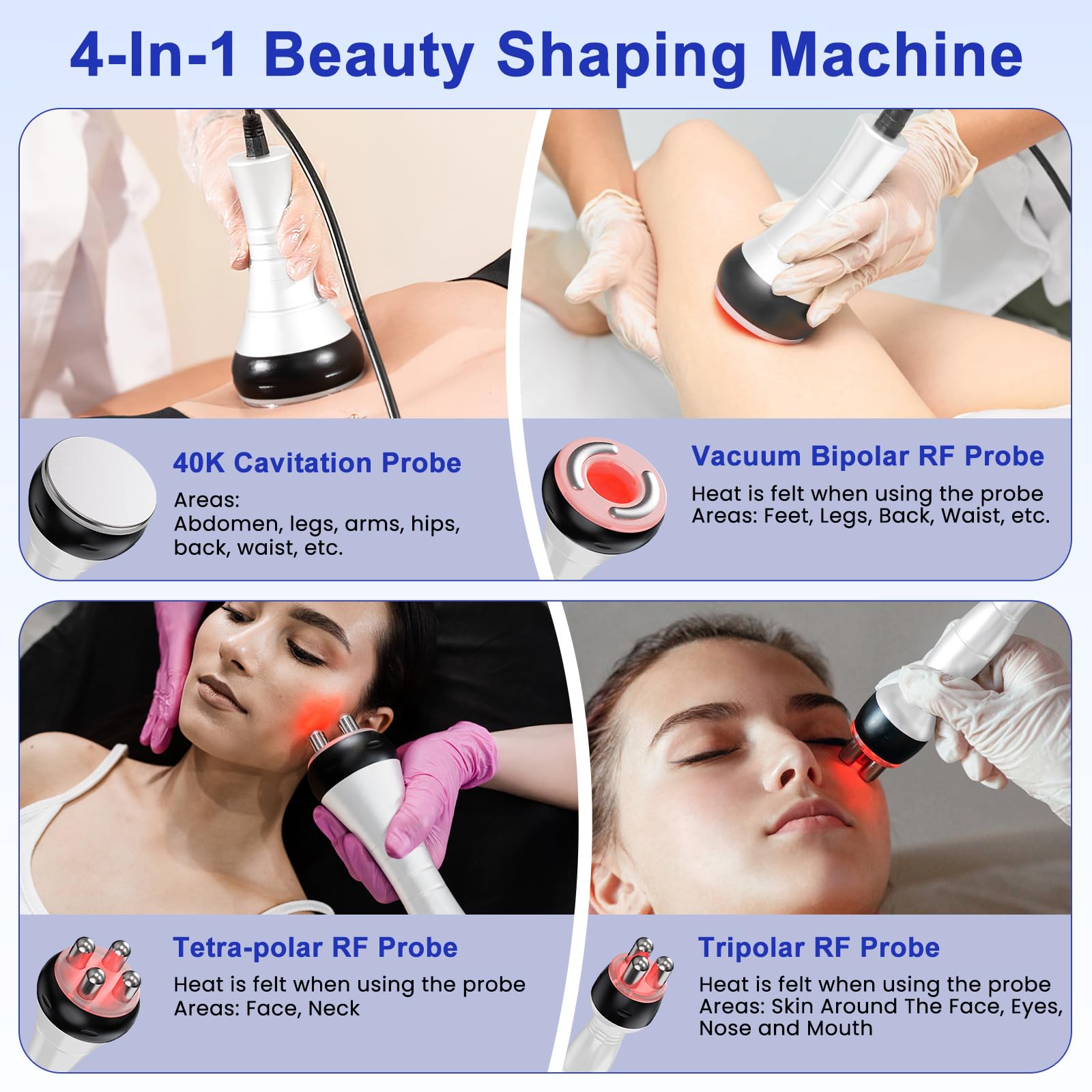 Dispositivo de Masaje 40K Cuatro en Uno, Equipo de Radiofrecuencia para Cuidado Facial y Corporal en el Hogar