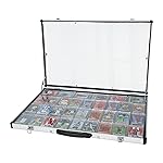 Aluminum Trading Card Display Case, Sports Card Memorabilia Collectibles - Tabletop Showcase with Glass, Ideal for Graded Cards, Jewelry & Craft Collections, Silver