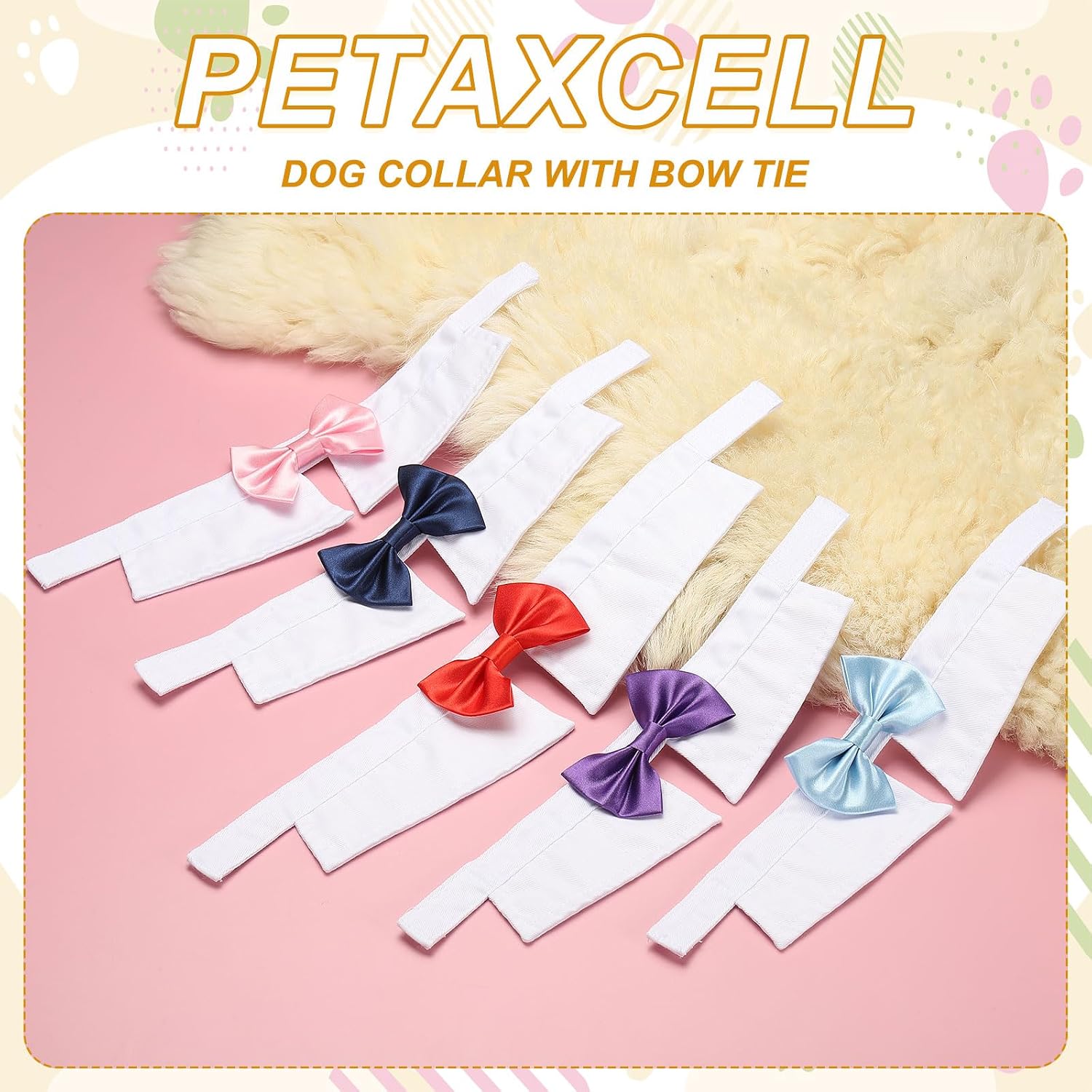 Dog Bow Tie, Tuxedo Bowtie with Adjustable Collar Cute Pet Collar Elegant Bowtie with Hook and Loop (Cotton, L, Rose Red), for Pet Wedding Bandana Birthdays Gift Party image 4