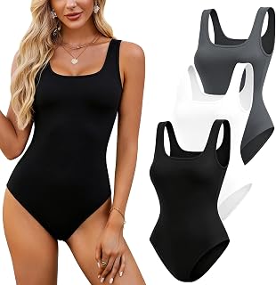 HERYEA ANYOCEAN Women's Multi-Pack Slim Fit Tank Tops Bodysuit-Soft Knit Basic Sleeveless Shirt
