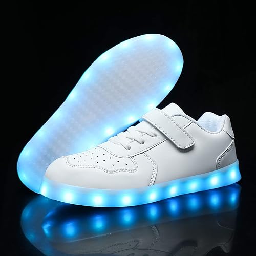Miniatura 5 de Wooowyet Kids LED Sneakers for Boys Hook&Loop Low Light Up Shoes LED Girls USB Recharging