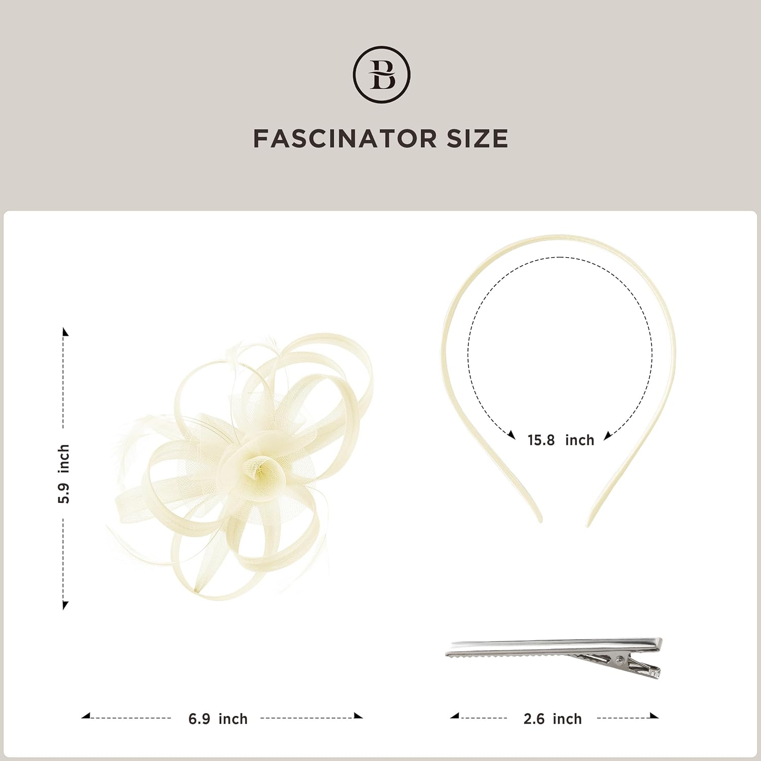 BABEYOND Fascinators Hats for Women - Tea Party Hats Kentucky Elegant Tulle Feather Bridal Wedding Ribbon Headband Hair Clip - Image 7