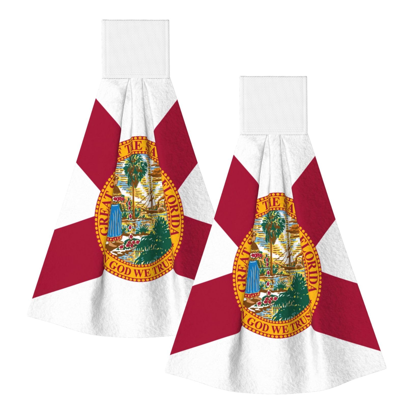 DUWAA Flag Of Florida Print Hanging Hand Towel Quick Dry Bathroom Towel Soft Kitchen Towel