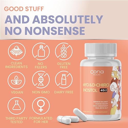 Miniatura 7 de Suplemento vegano de mio-inositol y D-quiro inositol para mujeres, alivio del SOP, equilibrio hormonal, apoyo ovárico, suplemento de apoyo a la