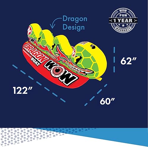 Miniatura 3 de WOW Sports Dragon Boat Cockpit 1, 2 o 3 personas, tubo inflable remolcable para canotaje, 13-1060