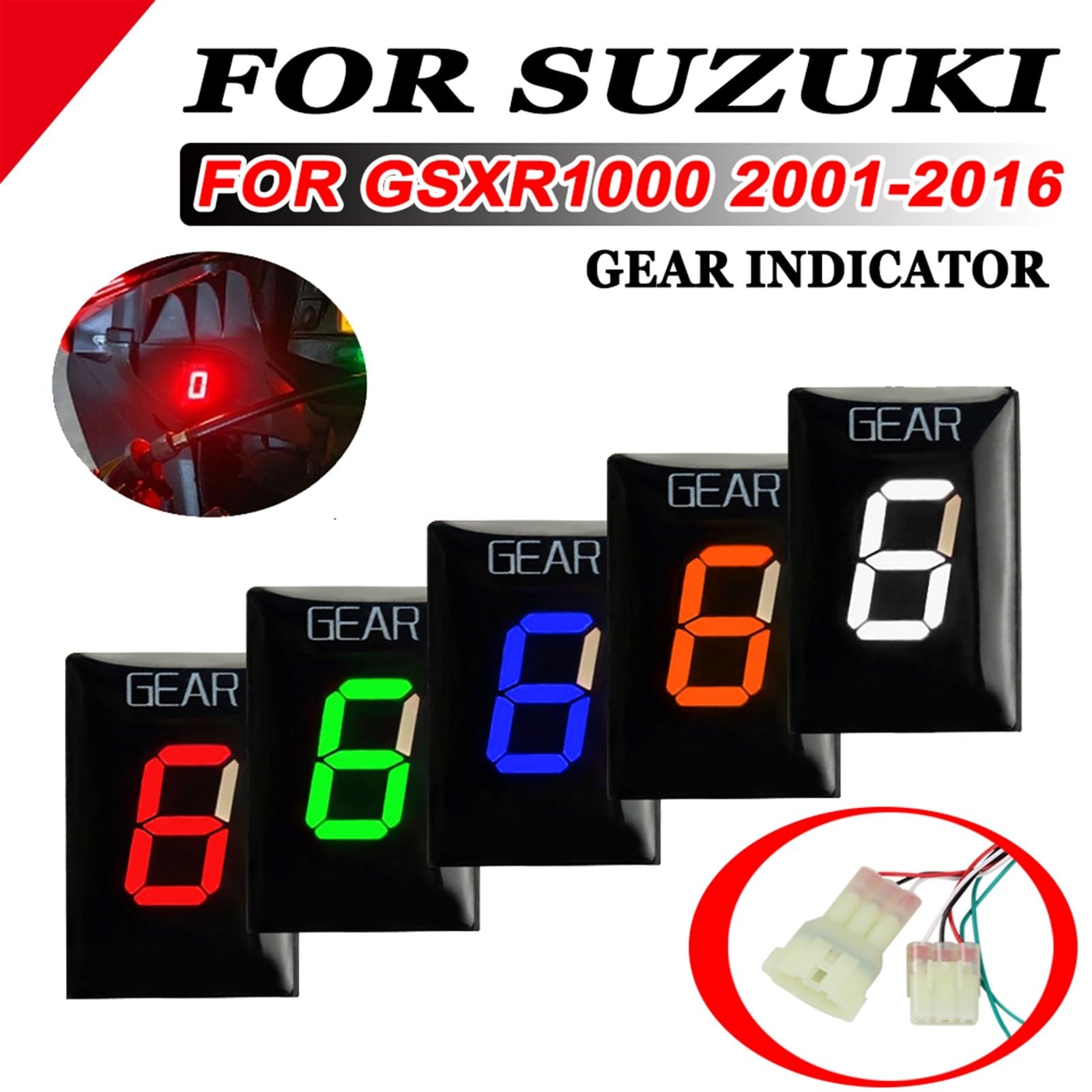 Ganganzeiger for Suzuki GSX-R1000 2001-2016 Motorradzubehör 1-6 Ganganzeige Geschwindigkeitsanzeige Blue