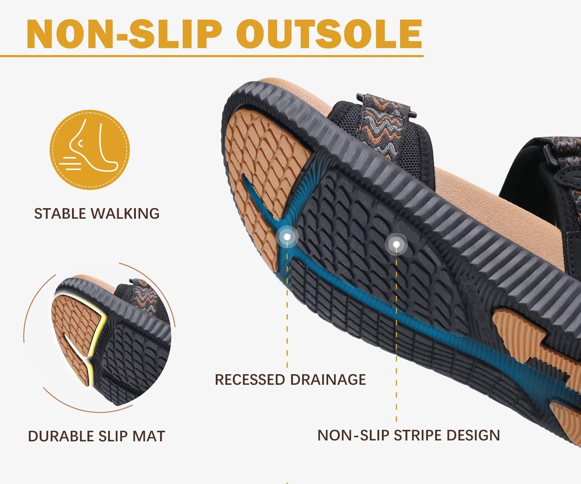 KuaiLu Sandalias Trekking Deportivas Mujer Ortopedicas Senderismo Sandalias | Comodas Caminar Fascitis Plantar Verano Abierta Ligera Cuero Ajustables Antideslizantes Sandalias Montaña Negro Caqui 38.5