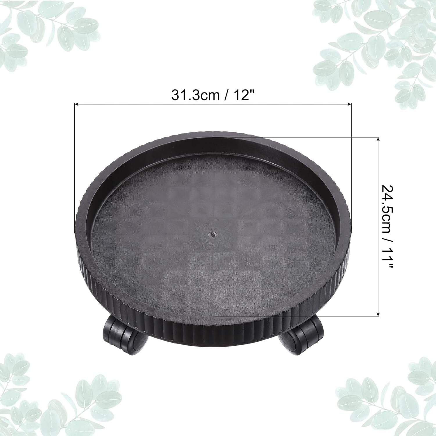 PATIKIL Plant Stand with Wheels, 12 Inch Heavy Plant Roller Base Movable Flower Round Potted Pallet Rolling Planter Caddy for Indoor Outdoor, Brown