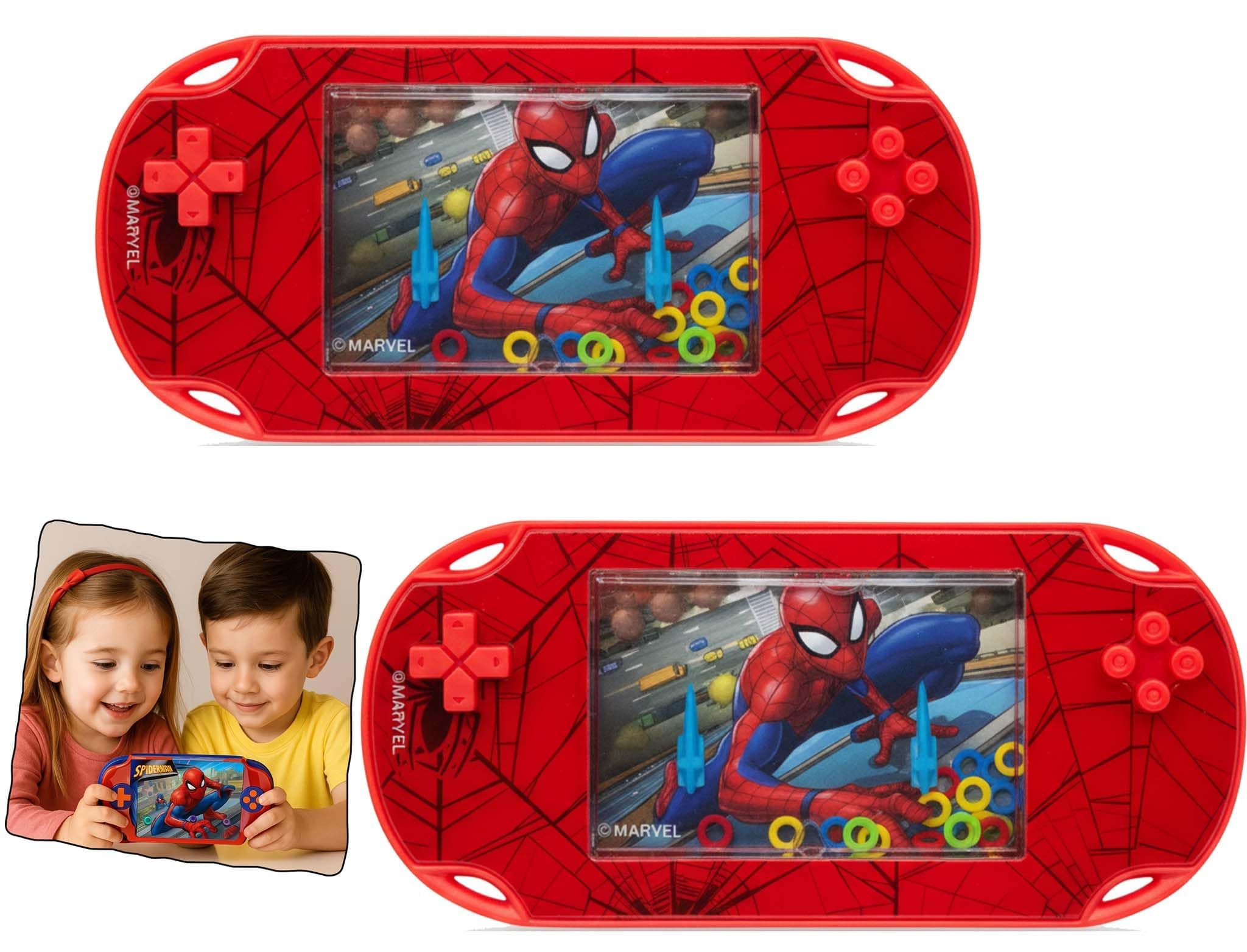 SRV Hub Marvel Spiderman Water Ring Game 2 Pack | 14cm Handheld Travel Toys for Kids | No Batteries Party Bag Filler Gift for Boys Girls Age 3+