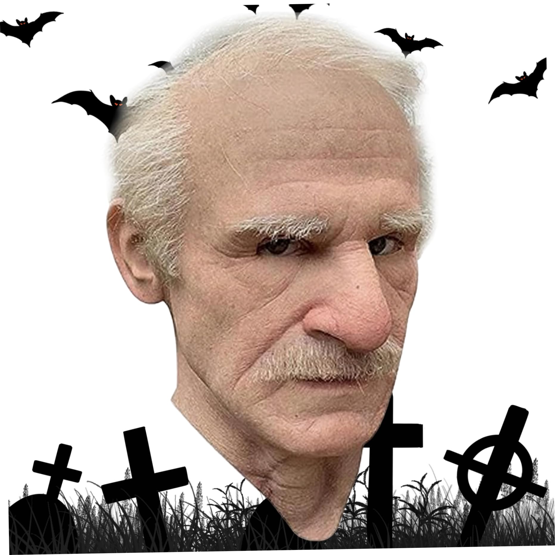 Old Man Mask Realistic Halloween Wrinkled White Hair Big Nose DIY Latex Mask Free Size Halloween Mask for Cosplay Costume Film Party Realistic Old Man Mask Realistic Mask Halloween Mask Latex Mask