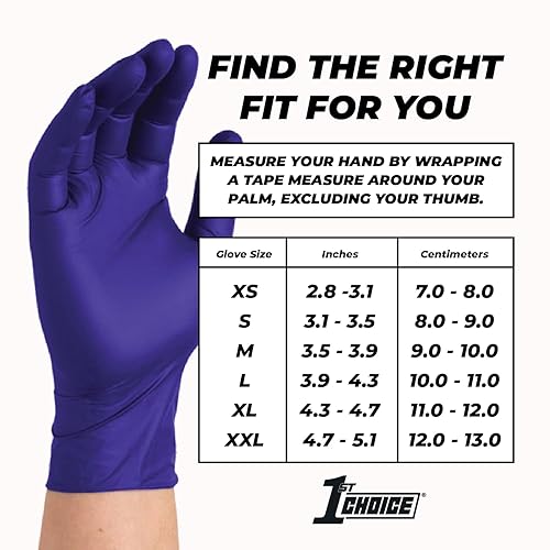 Miniatura 5 de 1st Choice - Guantes de seguridad de nitrilo de 4 mil de espesor, guantes de examen médico, color índigo, desechables, sin látex, talla L, caja de