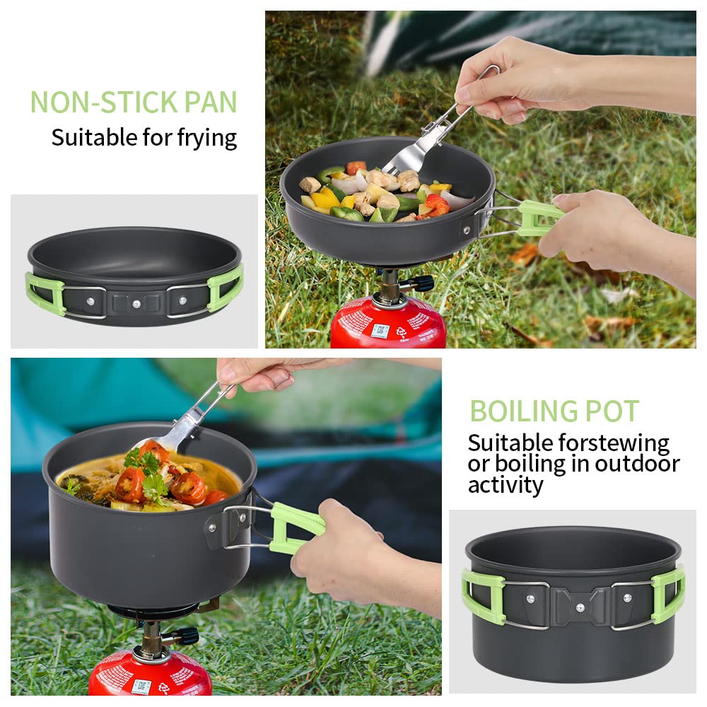 Lixada Set Pentole da Campeggio, Set di Pentole per Bollitore Portatile Leggero, Cucchiaio, Forchetta per Picnic, Escursionismo