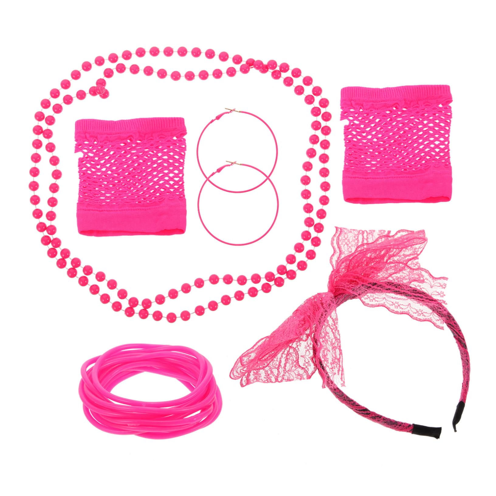 Healvian Jahr Stirnband Handschuh Disco Stil Zubehör Frauen Halskette Vintage Zubehör Teller Szene Outfit Für Party Brille Kostüm Retro Gefälligkeiten Lieferungen Zinklegierung Rosy
