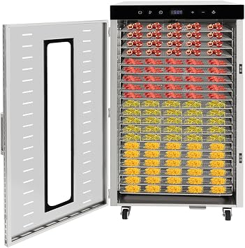20-Tier Stainless Steel Food Dehydrator Machine,Large Commercial Food Dehydrator with Adjustable Timer and Temperature Control for Fruit,Meat