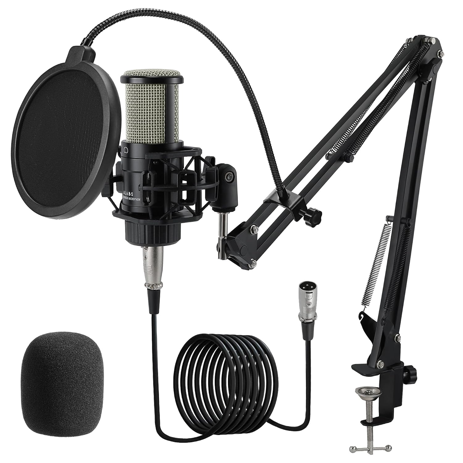 ALABS XLR Condenser Microphone, Professional Cardioid Recording Microphone Kit with 25mm Diaphragm for Streaming, Podcasti...