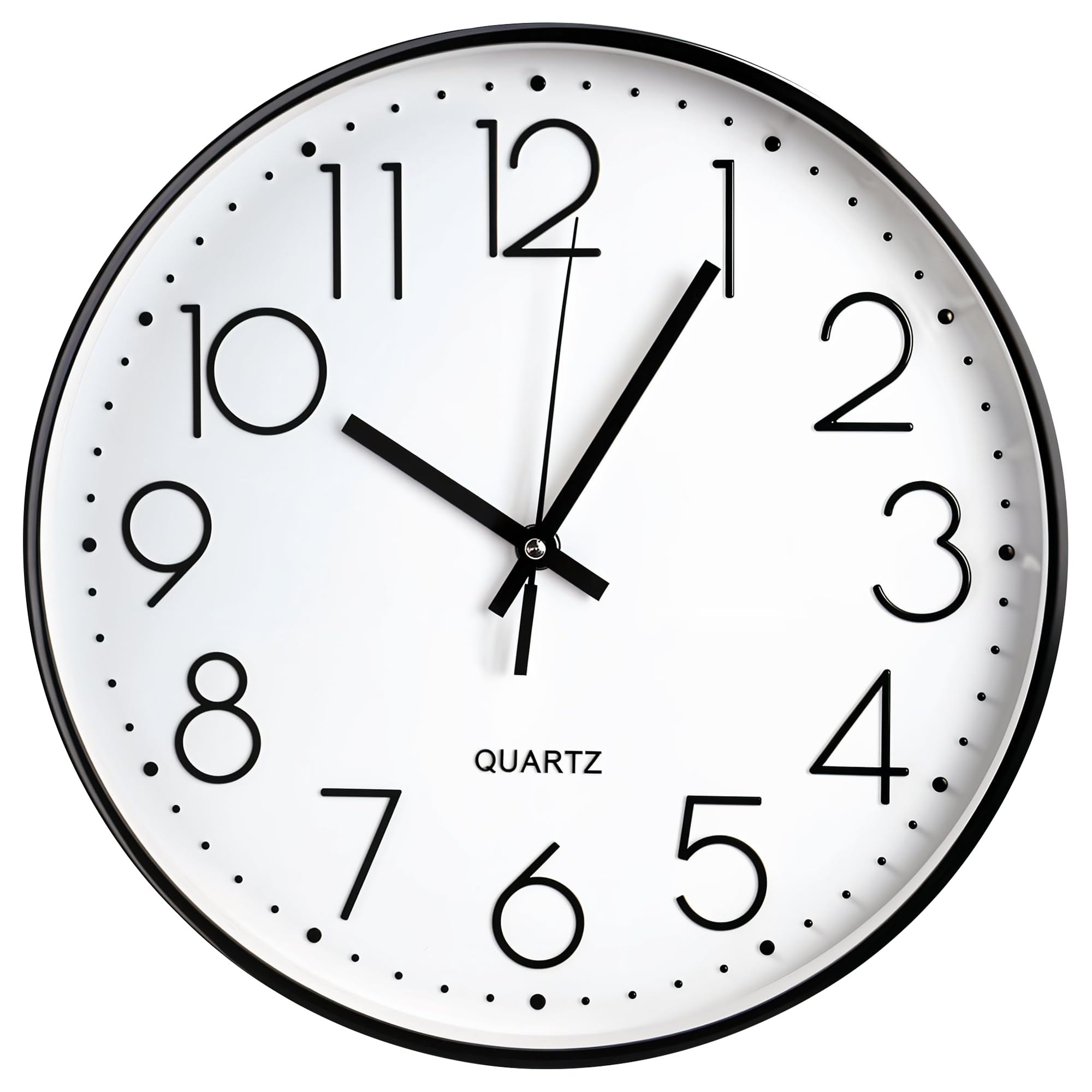 FB FunkyBuys Wall Clock - Silent Non-Ticking Modern Clock - Battery Operated Wall Clocks for Living Room, Bedroom, Kitchen & Office (Black, 12 Inch)