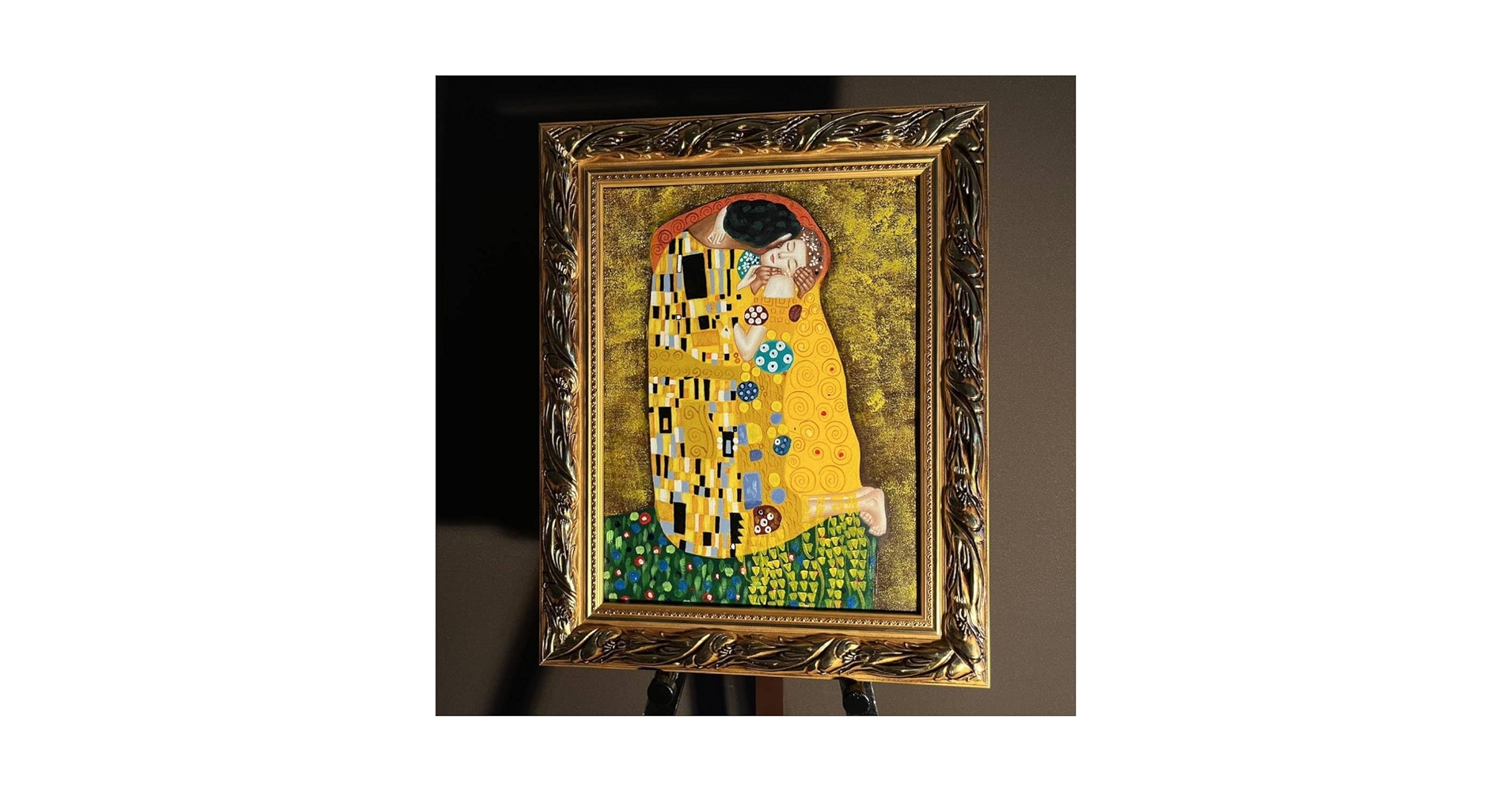Amazon.co.jp: 秀作手書き油絵 グスタフクリムト 接吻 キス 絵画 額付