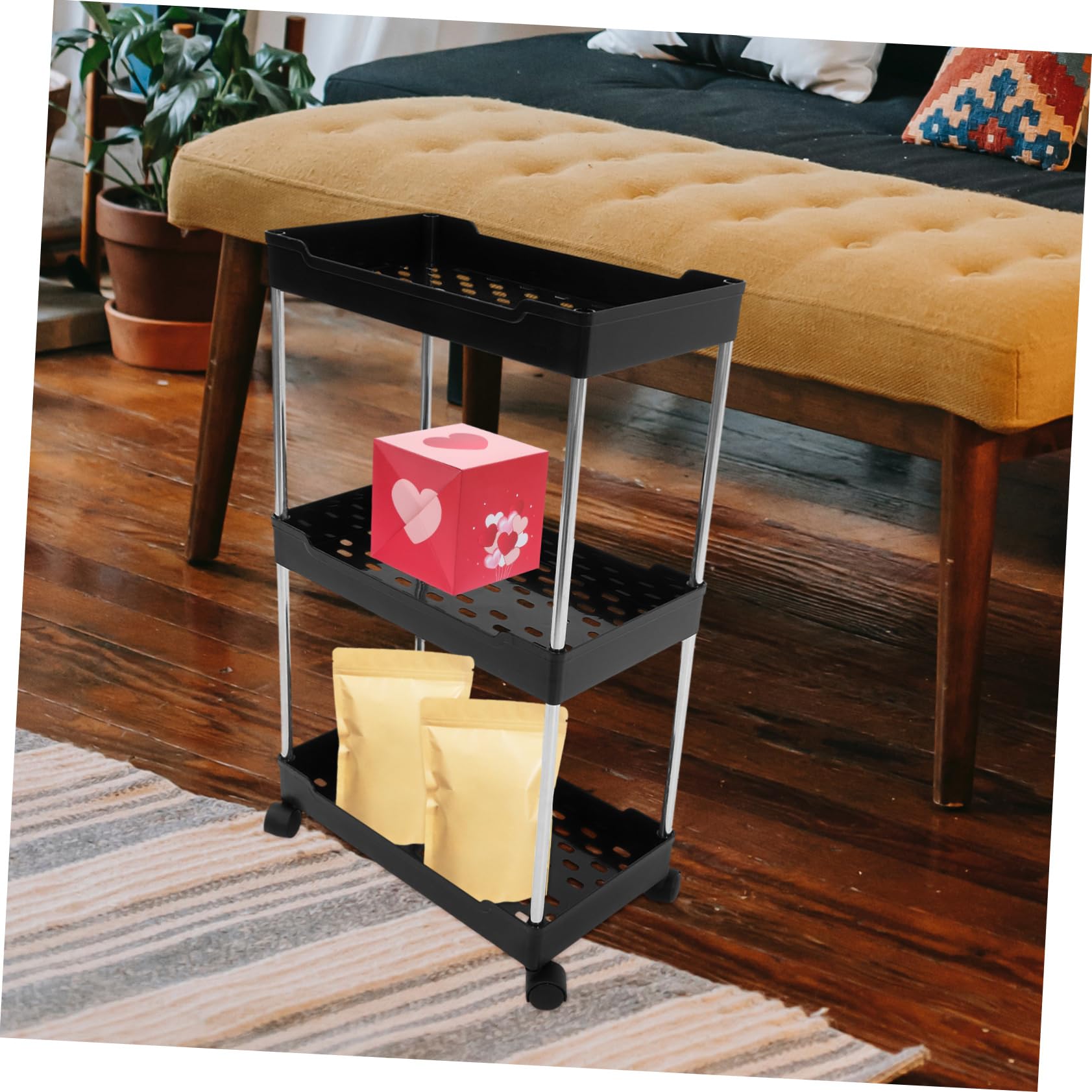 Carrito utilitario – Carrito rodante resistente para cocina, baño y almacenamiento en el hogar – Estantería móvil versátil con ruedas