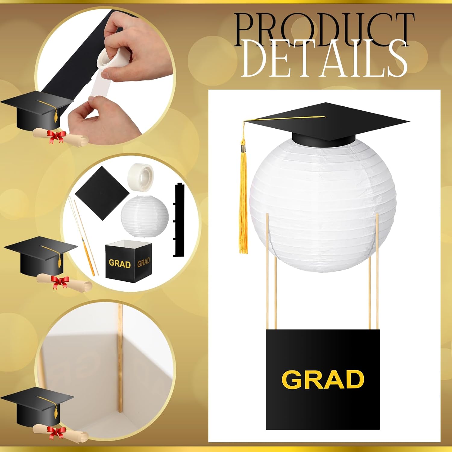 8 Pcs Grad Hat Paper Lantern Graduation Table Centerpiece Boxes Graduation Cup Lanterns Congrats Graduation Cap Flower Box Decoration Gifts for Graduation Ceremony Party Favor Him Her