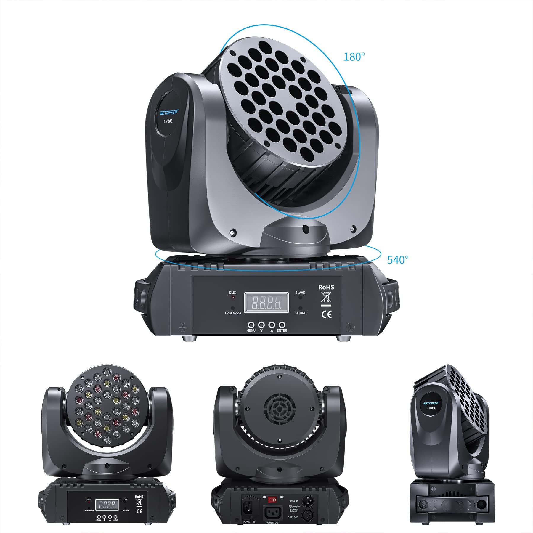 Amazon.co.jp: BETOPPER ステージライト 36x3W LEDウォッシュライト