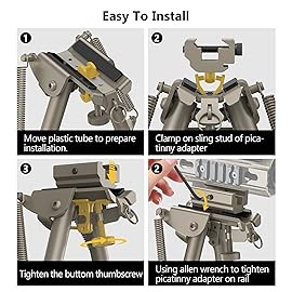 CVLIFE 6-9 Inches Picatinny Bipod Adjustable Spring Return with Picatinny Adapter (Flat Dark Earth, 6\'\'-9\'\')