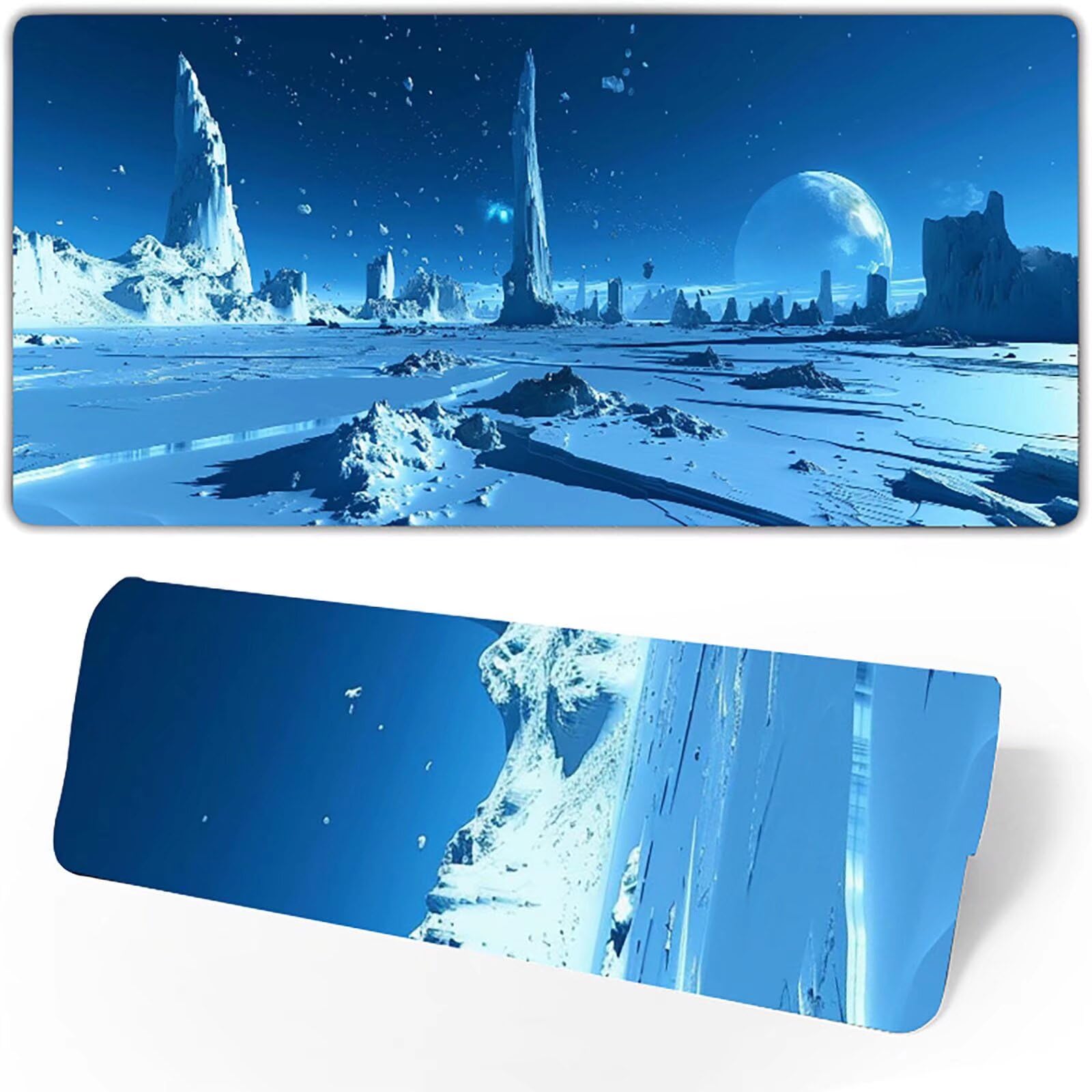 Gamingowa podkładka pod mysz, niebieska, XXL, 1400 x 600 x 3 mm, XXL, podkładka pod mysz, akcesoria gamingowe z antypoślizgową podkładką, wodoodporna i trwała, do dekorowania myszy i klawiatury,