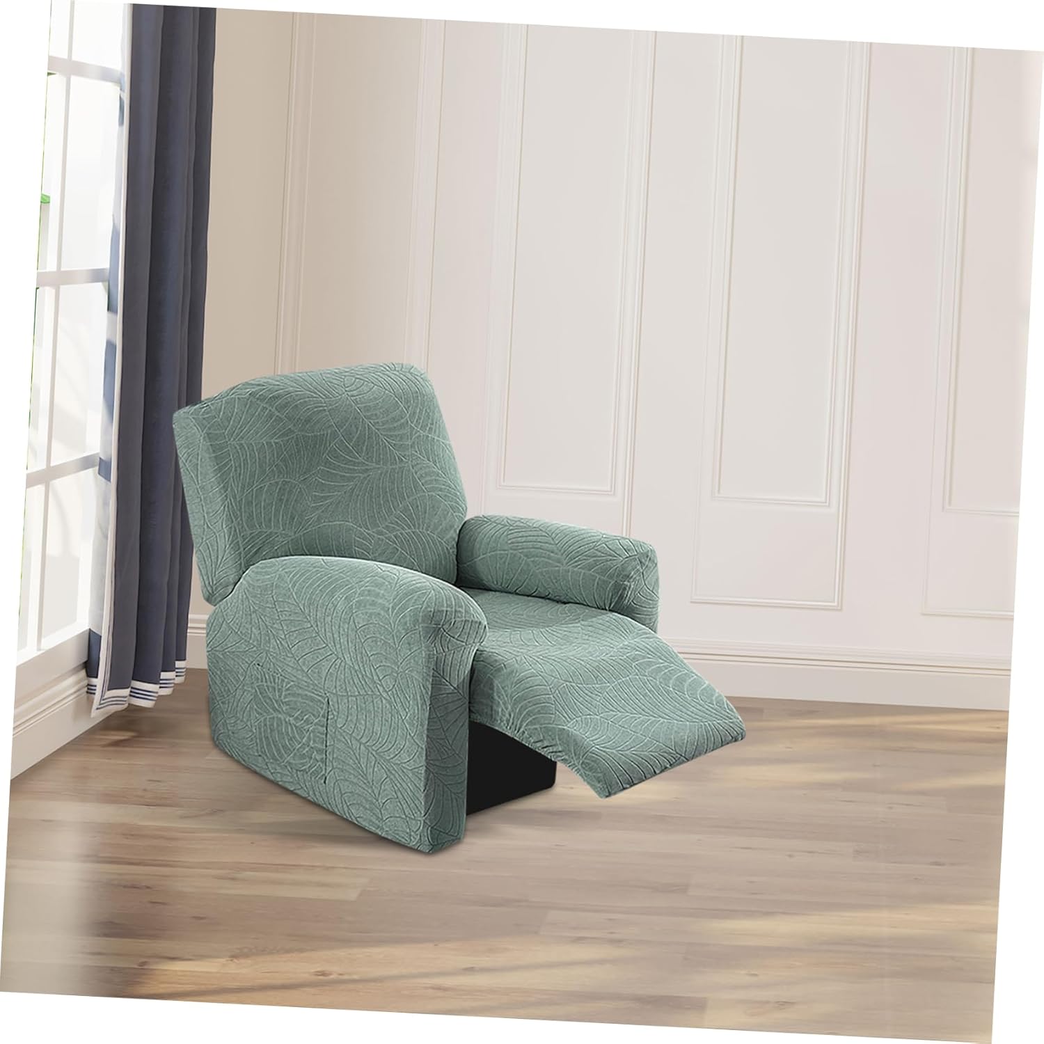 1set Full Coverage Stretch Reclining Chair Covers Soft Fabric Armchair Protectors for Living Room Washable Slipcovers Geometric Design Fits Various Chairs Easy to Install