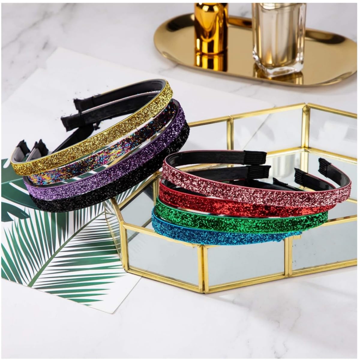8 Fasce Per Capelli Glitterate Con Paillettes Per Ragazze – Colorate E Flessibili – Accessori Per Bambini
