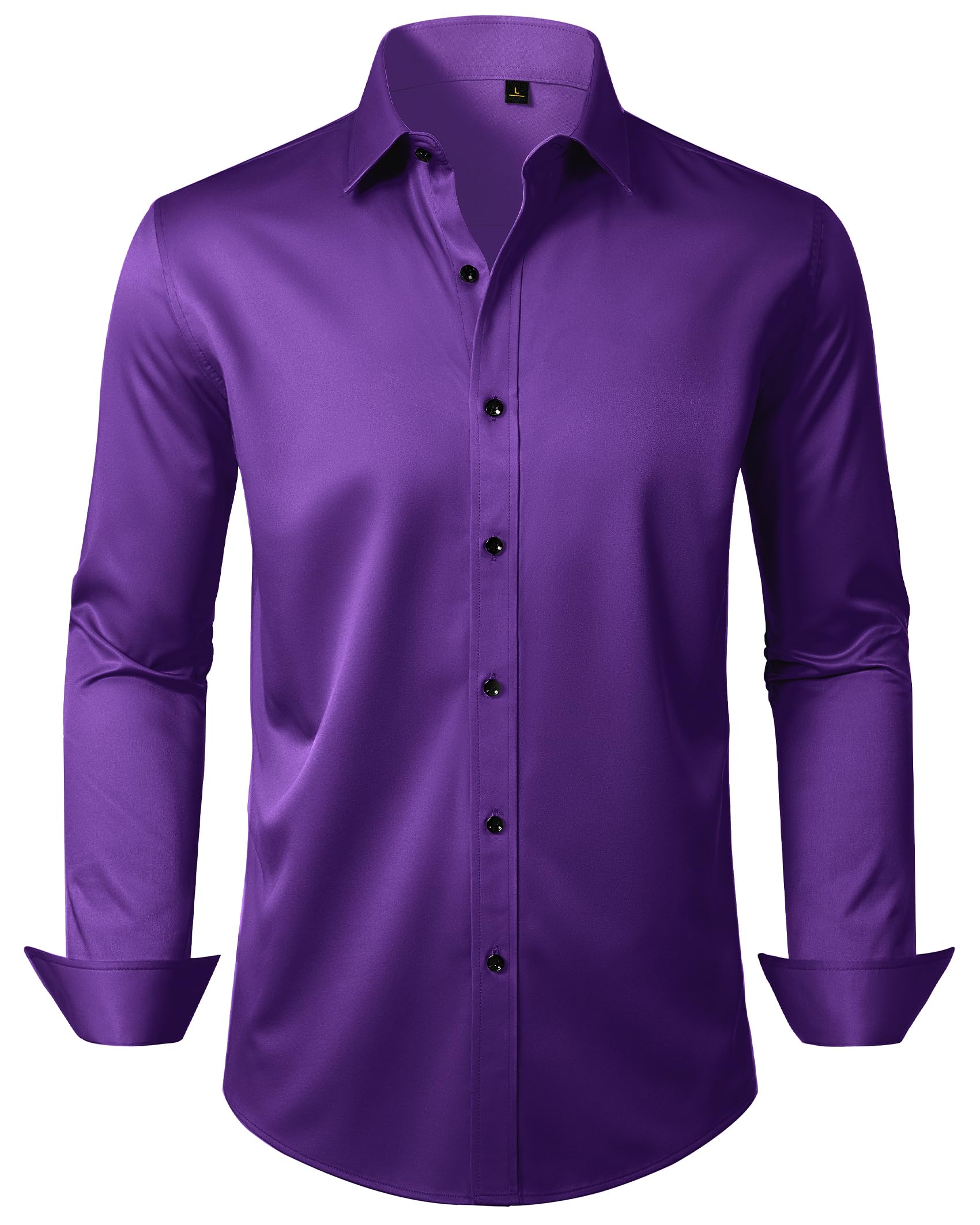 Alimens Gentle Mens Dress Shirts Long Sleeve Wrinkle Free Stretch Business Casual Wedding Button Down Shirt