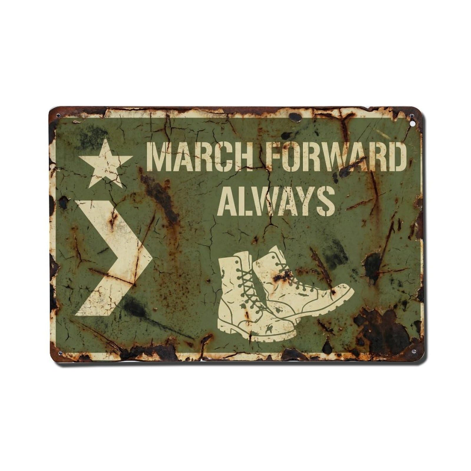 March Forward Always Persistence Retro Motivational Slogans Vintage Metal Tin Sign Wall Decor for Cafe, Club, Garden Metal Poster 8x12Inch