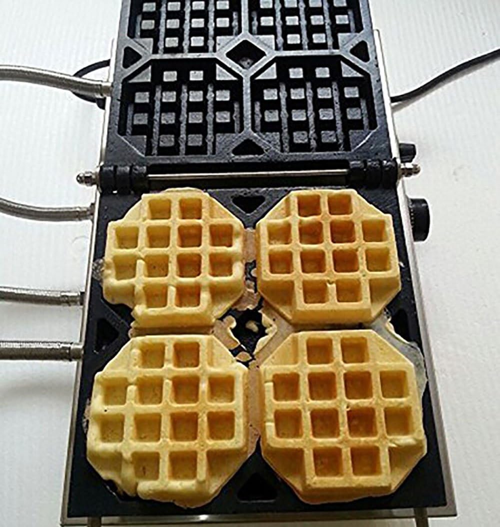 Commercial Nonstick 110V 220V Electric 4pcs Revisable Belgian Liege Waffle Maker Iron Machine and Batter Dispenser