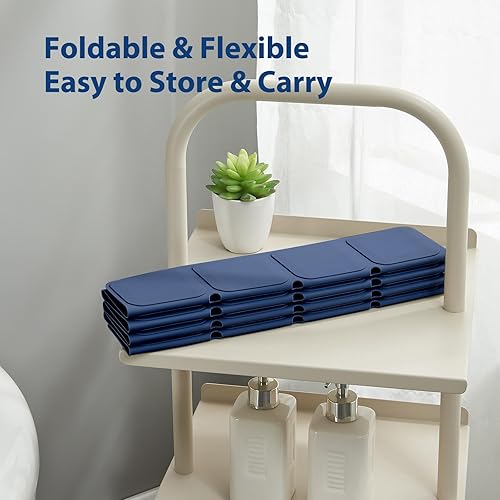 Miniatura 4 de Tapete de baño de silicona con ventosas  Alfombra antideslizante plegable para bañera y ducha, duradera y de secado rápido, tapete de seguridad con