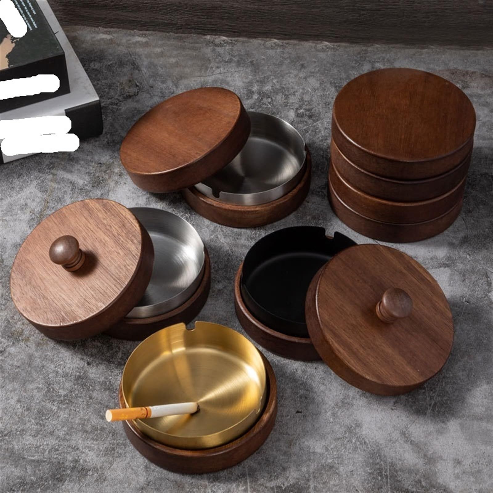 木 灰皿 Amazon.co.jp: 木製トレンディな個性ブラックウォールナット灰皿ホーム