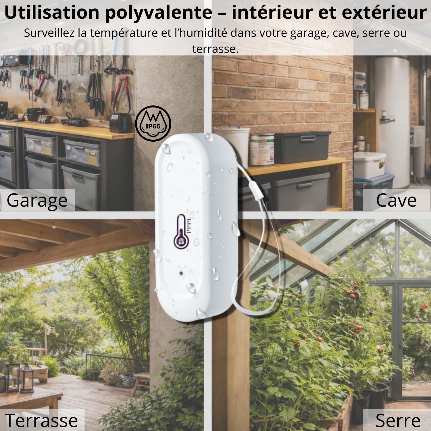 Sone Smart One Capteur Température Humidité WiFi IP65 Blanc | 2xaaa, sans écran, sans passerelle, app alarm, xlsx export
