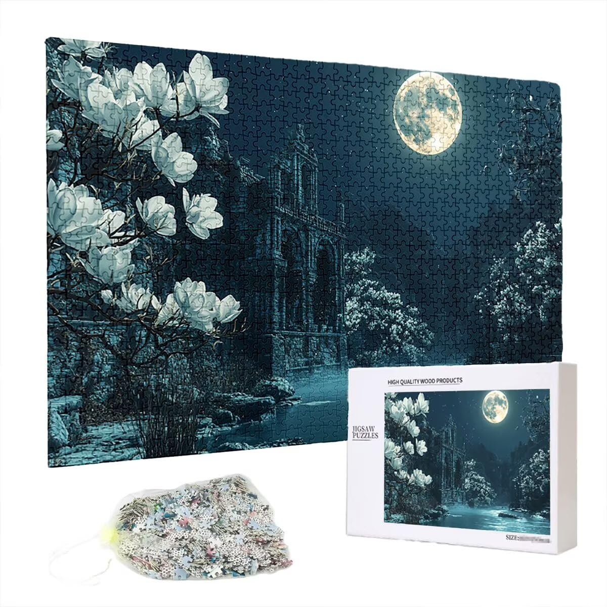 Puzzle 5000 sztuk Starry Night dla dorosłych, drewniane puzzle kwiatowe dla dorosłych, trudne drewniane łamigłówki, rodzinne gry edukacyjne, łamigłówki z pudełkiem na prezenty dekoracje do domu