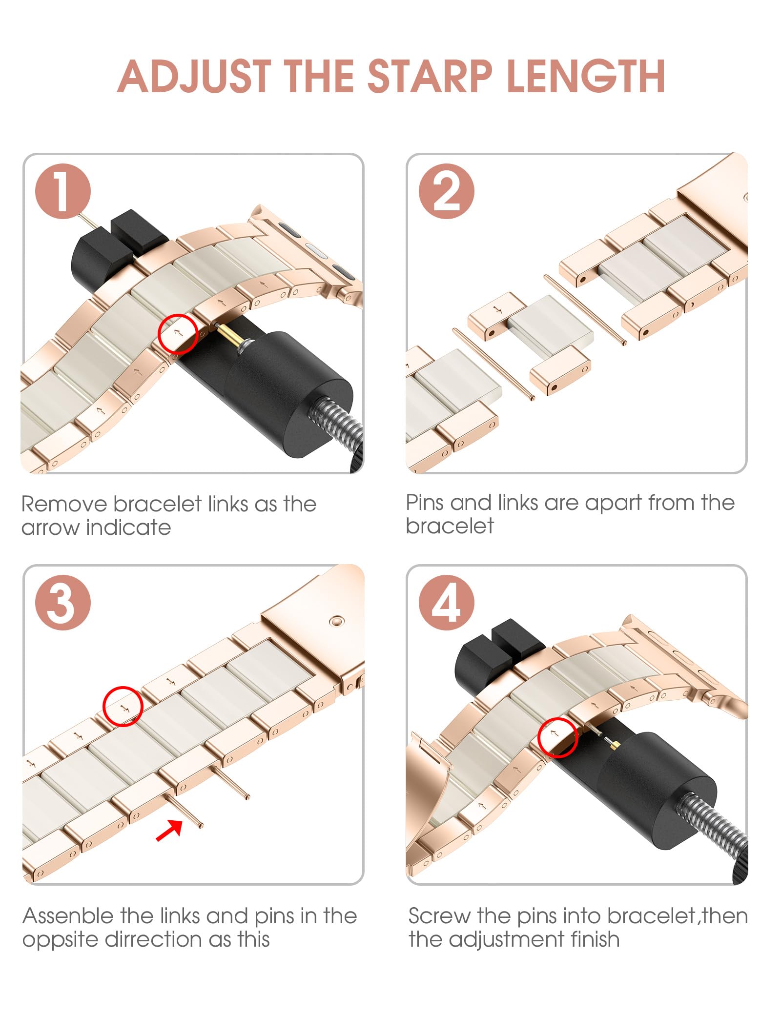 Wearlizer Compatible avec les bracelets Apple Watch 38 mm, 40 mm, 41 mm, bracelets tendance pour femme, fermoir en métal de rechange en acier inoxydable et résine pour iWatch Ultra/SE/10/9/8/7/6/5/4/3
