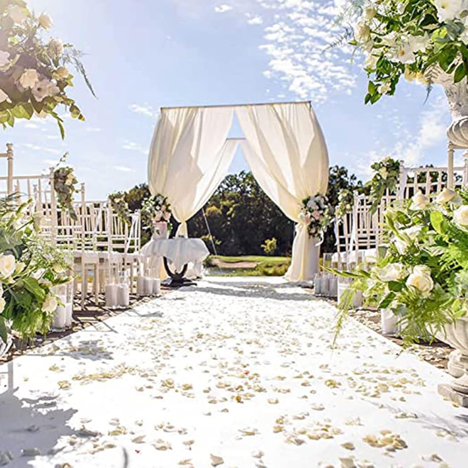 White Walkway Runner Carpet 2mm Thick Polyester Wedding Aisle Runner Mat, Non-Slip Runner Carpet Roll with 1 Piece Carpet Tape for Church Party Decoration (Size : 1x15m)