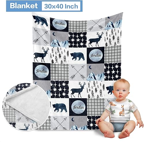 Miniatura 2 de Juego de ropa de cama personalizado para cuna para bebé, juegos personalizados para cuna de bebé con nombre, juego de ropa de cama de guardería para