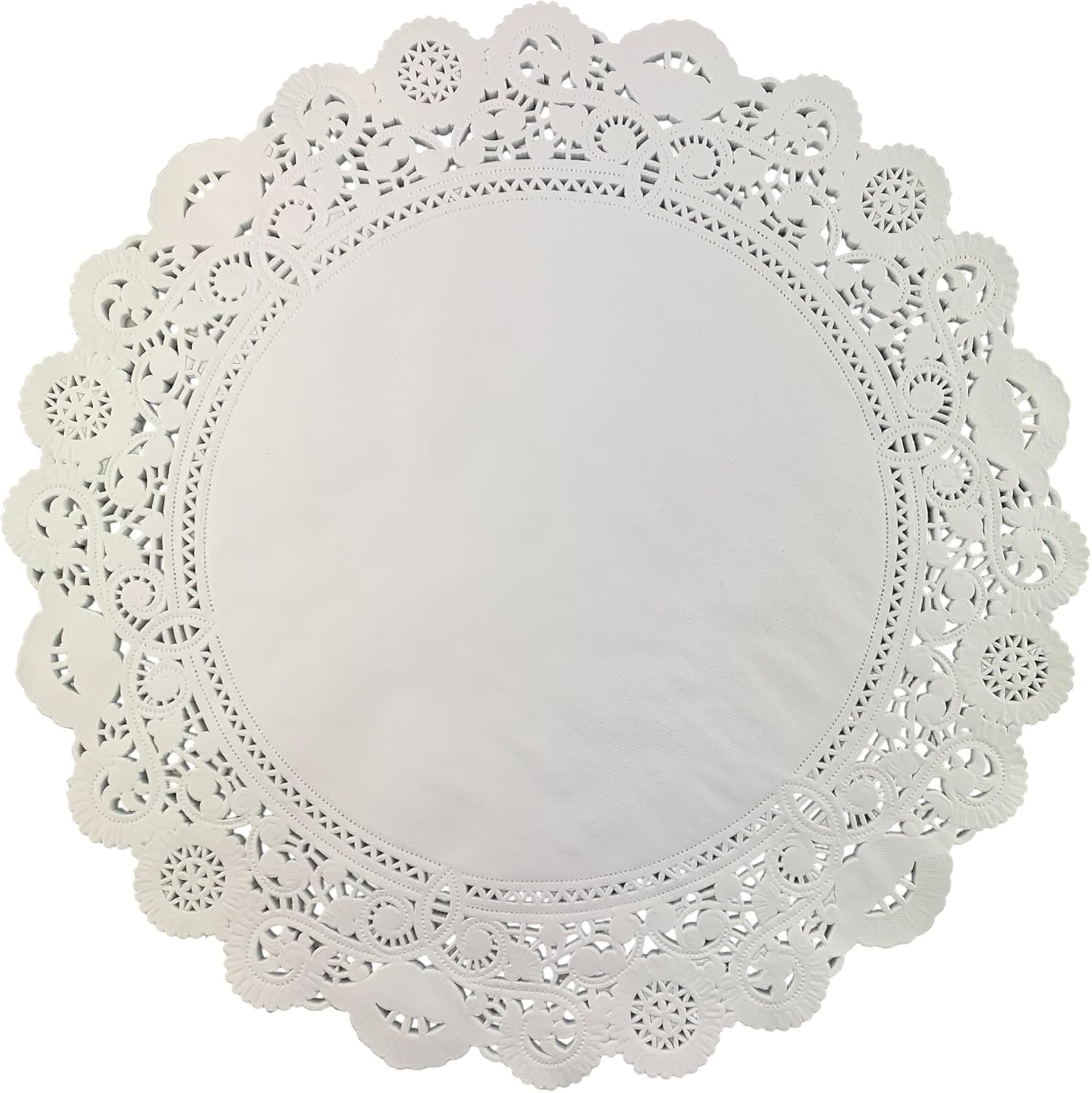 Heyiwell 50PC Disposable Round White Paper Doilies 18“Inch,Normandy Lace Placemats for Tables, Cakes, Desserts Crafts