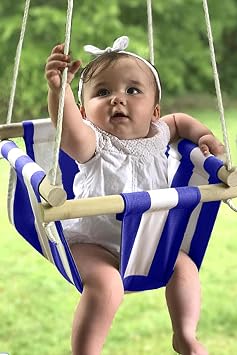 Wooden Baby Swing Blue
