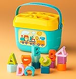 Zest 4 Toyz 16 Pcs Baby’s First Block Toy Set, Stacking Cups Blocks Cubes Alphabet and Numbers Color Shape Sorting Early Educational Toddlers Toy