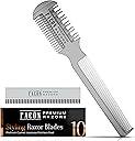 Facón Razor Comb for Hair Cutting - Professional Hair Cutting Comb Kit with 12 Replacement Blades, Double Edge Shaper for Salon & Home, Premium Styling Thinning Texturizing Split Ends Trimming Razor