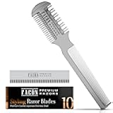 Facón Razor Comb for Hair Cutting - Professional Hair Cutting Comb Kit with 12 Replacement Blades, Double Edge Shaper for Salon & Home, Premium Styling Thinning Texturizing Split Ends Trimming Razor