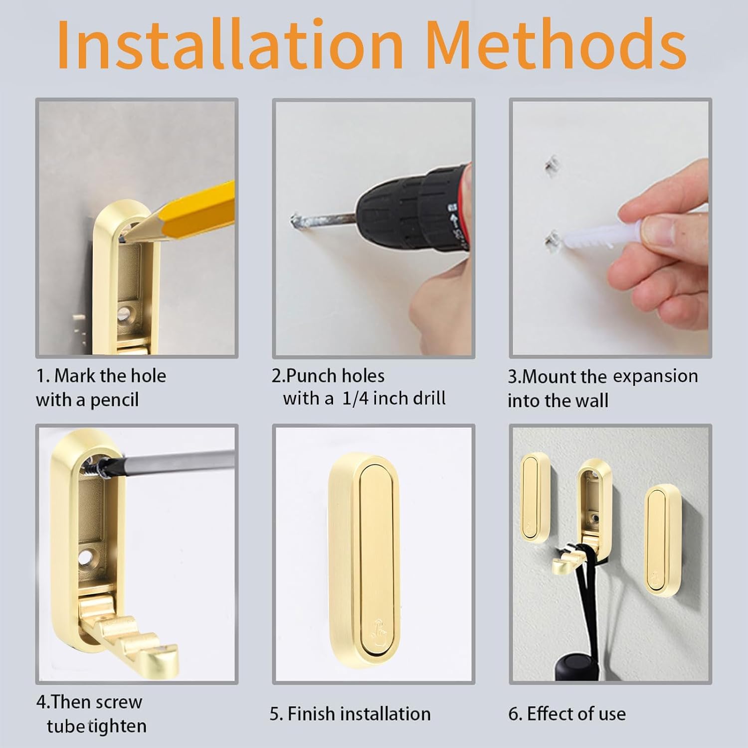 MOROBOR 4pcs Elliptical Folding Wall Hook Non-Slip Heavy Duty Foldable Coat Hook Aluminum Alloy Wall Hanger for Hanging Coat Bags Backpack Towel(Brushed Copper)