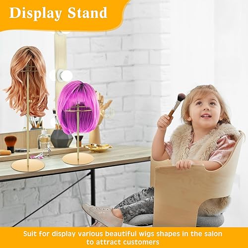 Vista 5 de Sintuff 4 soportes de exhibición de 15 a 22.8 pulgadas, soporte grande ajustable para sombreros, antideslizante, soporte de pelucas de acero