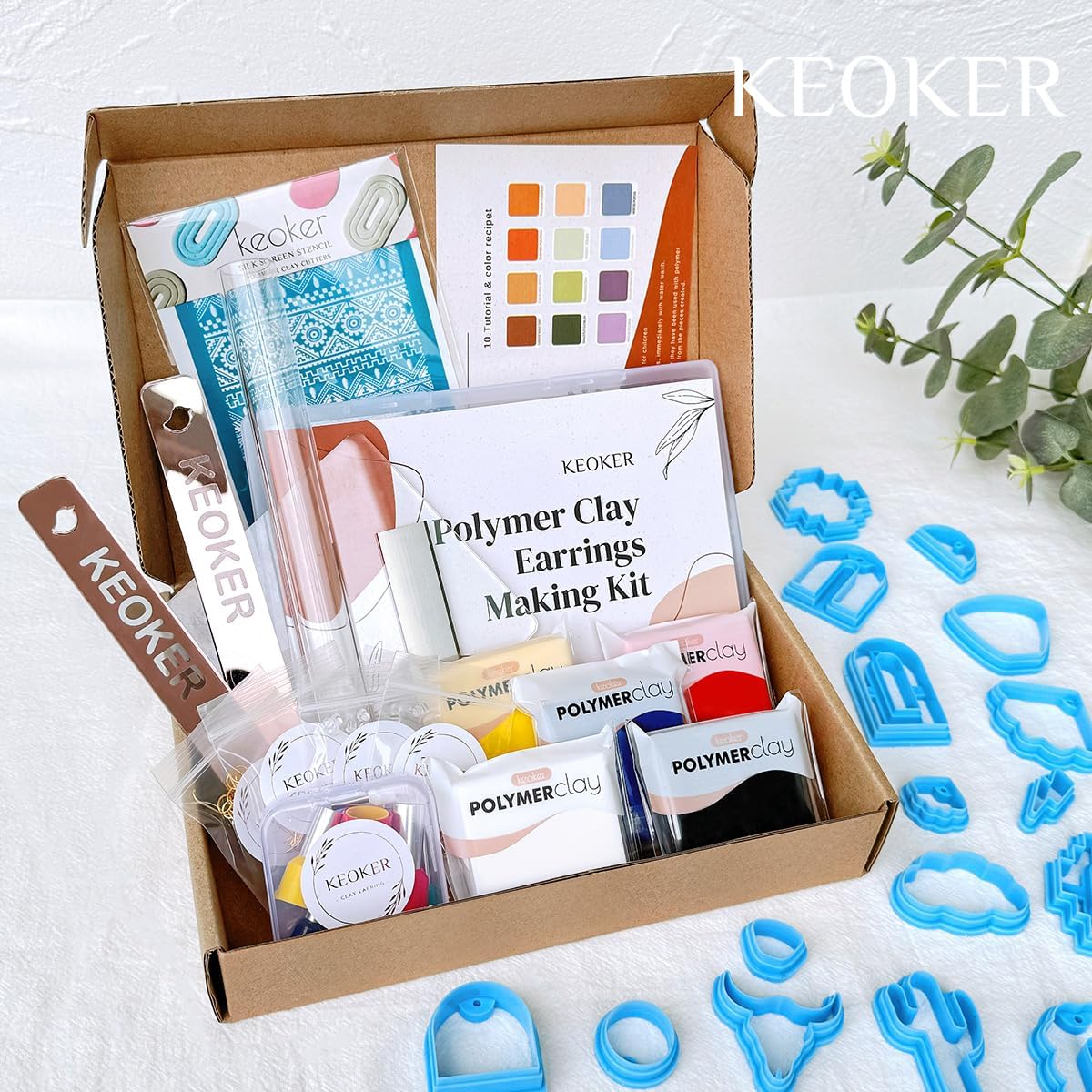 Keoker Polymer Clay Jewelry Making Kit, 103 PCS Clay Earring Making Kit for Teens and Adults, Fashion Designer Kits, Polymer Clay Earrings Kit Crafts, Great Gifts