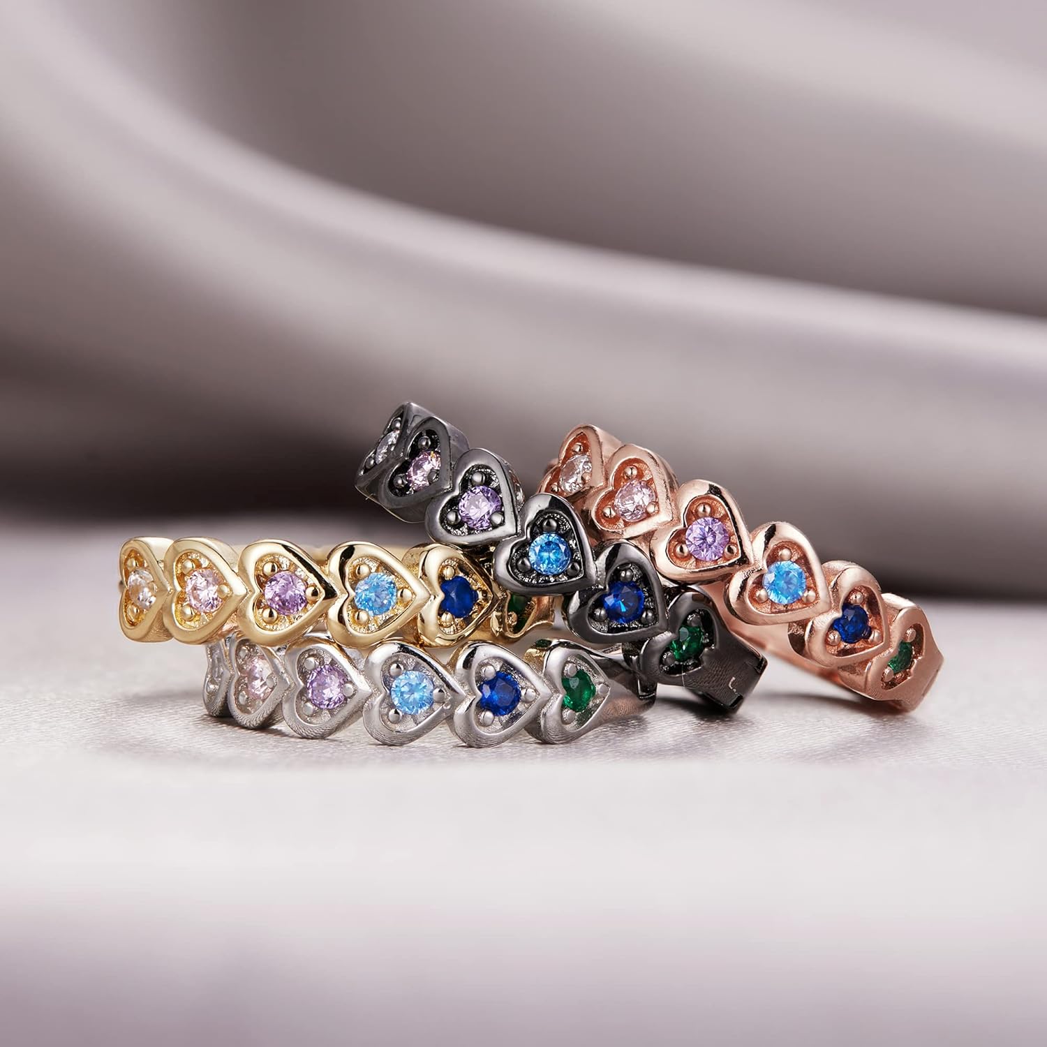 Heart Rainbow Hoop Earrings for Women 14k Gold plated Multicolor Cubic Zirconia Huggie Hoop Earrings with 925 Sterling Silver Post | 20mm - Image 5