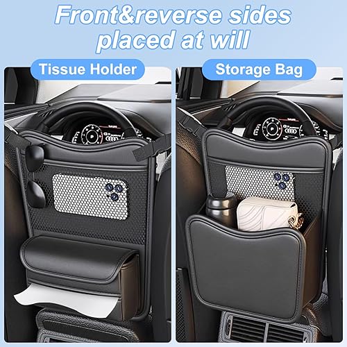 Miniatura 2 de Organizador de coche de almacenamiento entre asientos, reposacabezas de cuero de napa colgante, bolsa de almacenamiento de bolsillo, soporte para