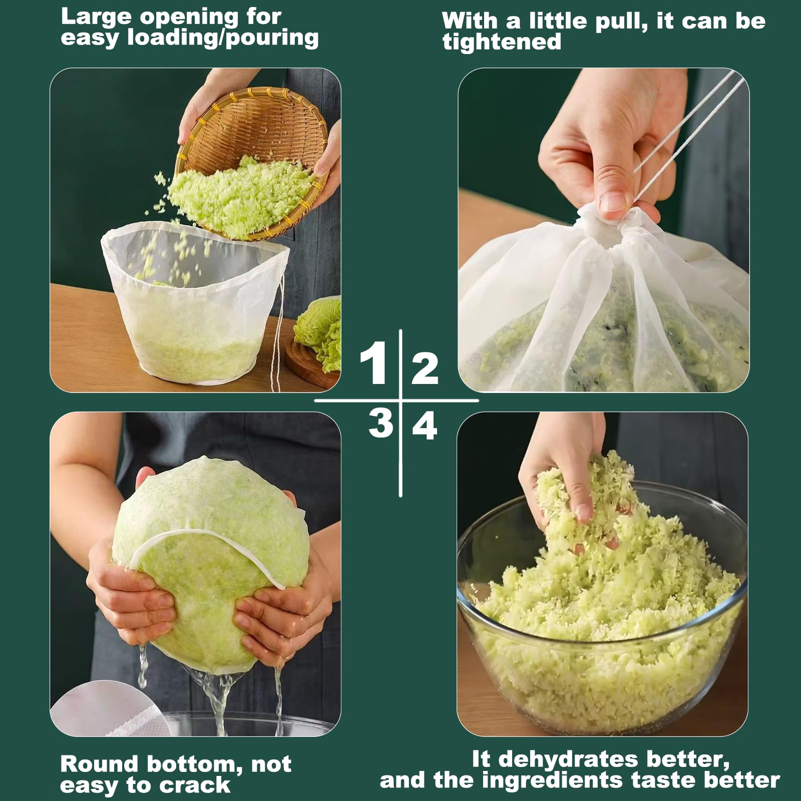 5-Pack Reusable Nylon Mesh Strainer Bags - Fine Cheesecloth Alternative For Nut Milk, Yogurt, Dumplings
