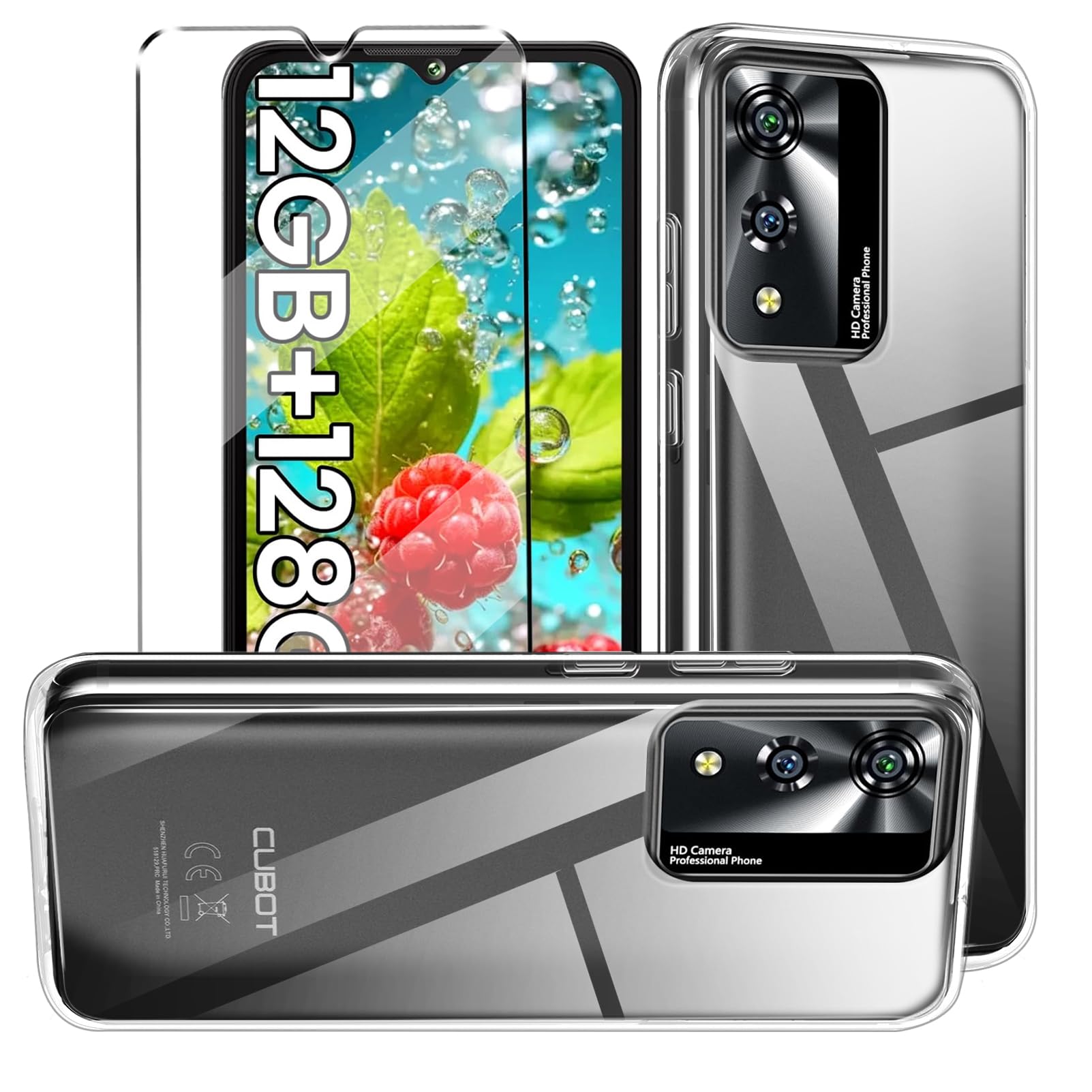 HuiYouMY 2-in-1 Case Compatible with CUBOT A10 Cover with 1 Pack Tempered Glass Screen Protector for CUBOT A10